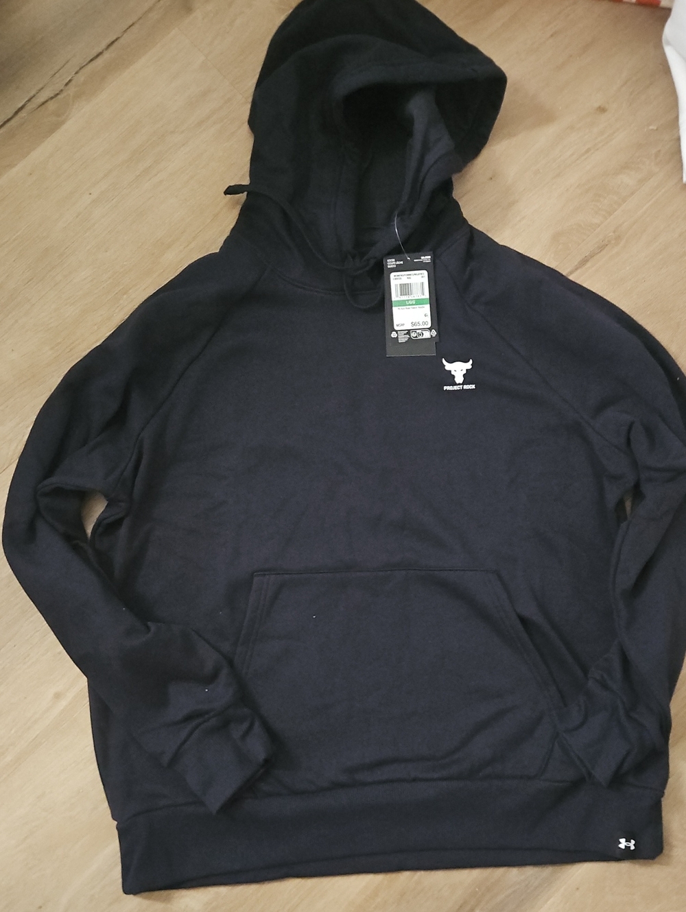 Under Armour Womens Project Rock Rival Fleece Hoodie Black Large NWT